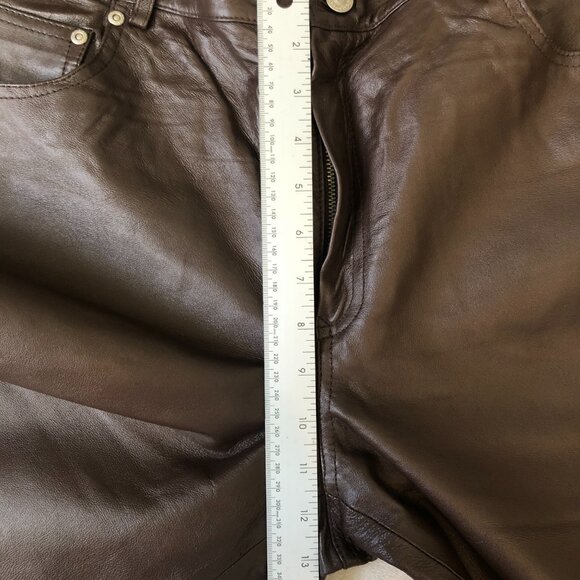 Women's 100% Leather Pants Brown - Picture 6 of 7